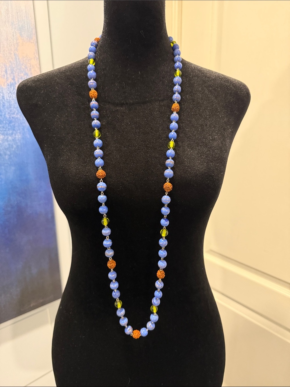 Buy 3 for 30$ Long Blue Venetian Glass Necklace